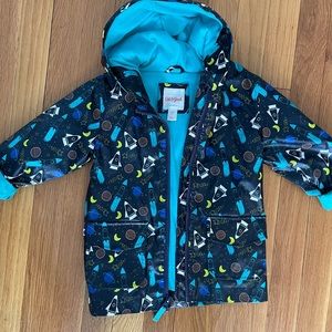 Toddler rain coat with warm lining. So cozy!